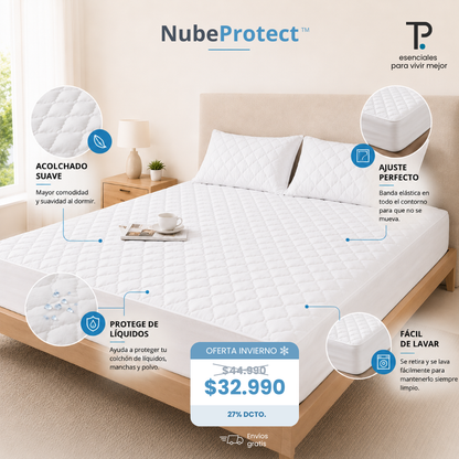 NubeProtect - cubre colchón blanco - impermeable - 2 plazas